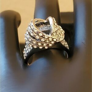 White Sapphire cocktail silver ring sz 10